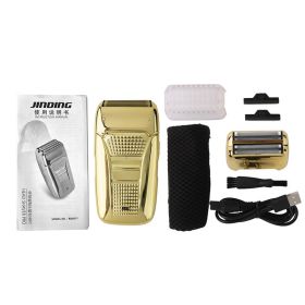 Reciprocating Dual-Head Retro Razor Bald Machine With Usb Charging And Plugging (Color: GOLD)