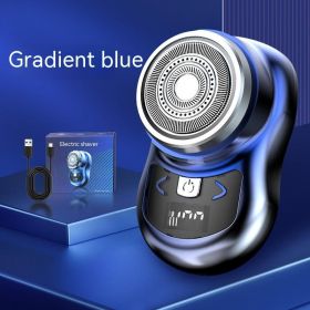 Battery Display Mini Men's USB Electric Shaver (Option: 1608Gradient Blue-USB Ordinary gift box)