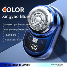 Battery Display Mini Men's USB Electric Shaver (Option: 1609Blue Ice-USB highend gift box)