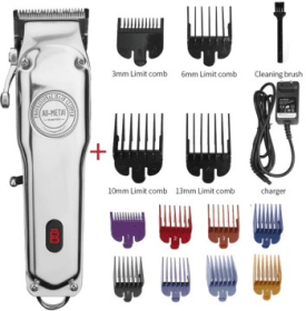 Retro Full Metal Body Electric Hair Clipper, Hair Salon Men'S Special Engraving Push White Shaved Hair Clipper (Option: Machine set-EU)