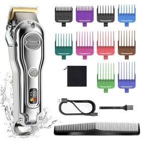 Can LED LCD Display Hair Salon Hair Clipper (Option: Silver-USB)