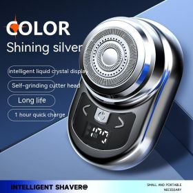 Battery Display Mini Men's USB Electric Shaver (Option: 1609Silver Ice-USB Ordinary gift box)