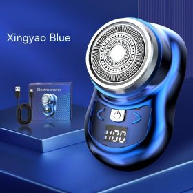 Battery Display Mini Men's USB Electric Shaver (Option: 1608Blue Ice-USB high end gift box)