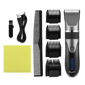 Household Electric Digital Display Hair Electric Hair Clipper (Option: Grey-USB)