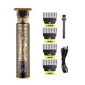 Digital Display Electric Stainless Steel Hair Clipper (Option: Statue of Liberty-USB)