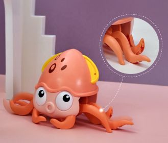 Induction Escape Crab Toy Rechargeable Electric Octopus Crawling Smart Toys for Children Interactive Toys Learn To Climb Toys (Color: orange octopus)