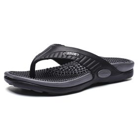 Men's flip-flops; breathable beach shoes; massage soles; men's sandals (colour: black, size: 41)