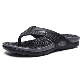 Men's flip-flops; breathable beach shoes; massage soles; men's sandals (colour: black, size: 43)