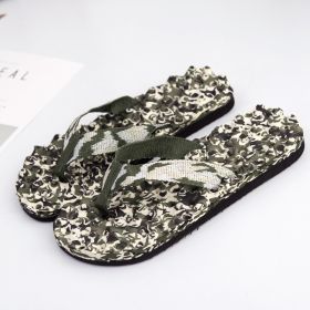 Men's Summer New Cool Slippers Non-slip Clip Beach Sandals Camouflage Men's Massage Flip-flops MensHouseSlippers Flip Flops Men (Color: Green, size: 44)