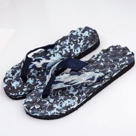 Men's Summer New Cool Slippers Non-slip Clip Beach Sandals Camouflage Men's Massage Flip-flops MensHouseSlippers Flip Flops Men (Color: Blue, size: 40)