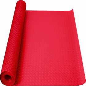 Garage Floor Mat Rolls Diamond Plate PVC Vinyl Non-Slip Garage Flooring Roll (Color: Red, size: 4ft*6ft)