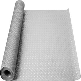 Garage Floor Mat Rolls Diamond Plate PVC Vinyl Non-Slip Garage Flooring Roll (Color: Gray, size: 5ft*7.5ft)