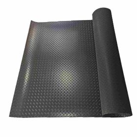 Garage Floor Mat Rolls Diamond Plate PVC Vinyl Non-Slip Garage Flooring Roll (Color: Black, size: 4ft*6ft)