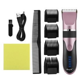 Household Electric Digital Display Hair Electric Hair Clipper (Option: Pink-USB)