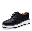 Leathe Square-Toe Lace-up Platform Oxford Sneakers