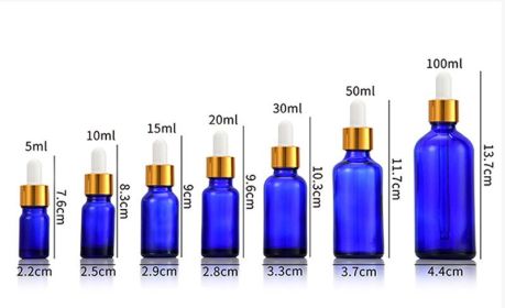 Glass Fine Oil Bottle Avoid Light Glue Head Dropper Bottle Essence Stock Bottling Cosmetics (Option: Blue-20ml)